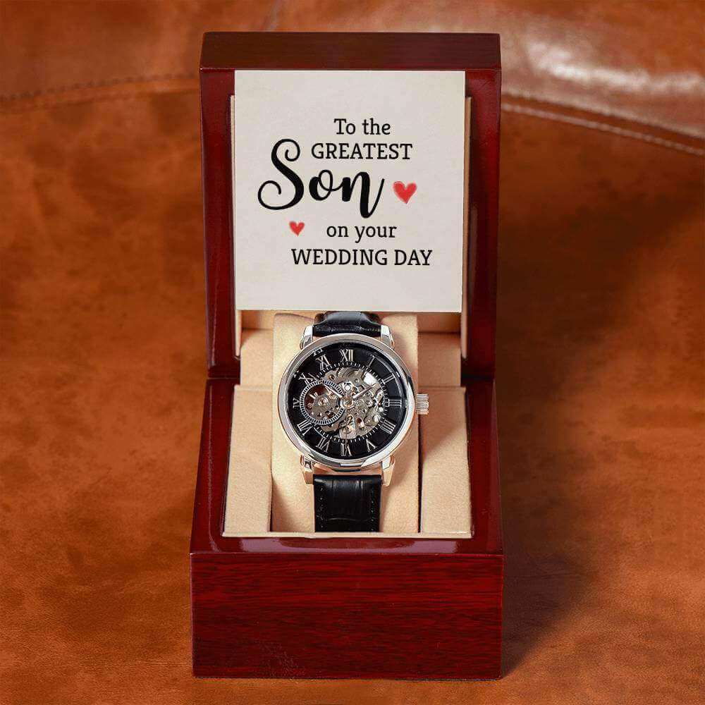 To the Greatest Son on your wedding day - Men's Openwork Watch | Moving Phrases