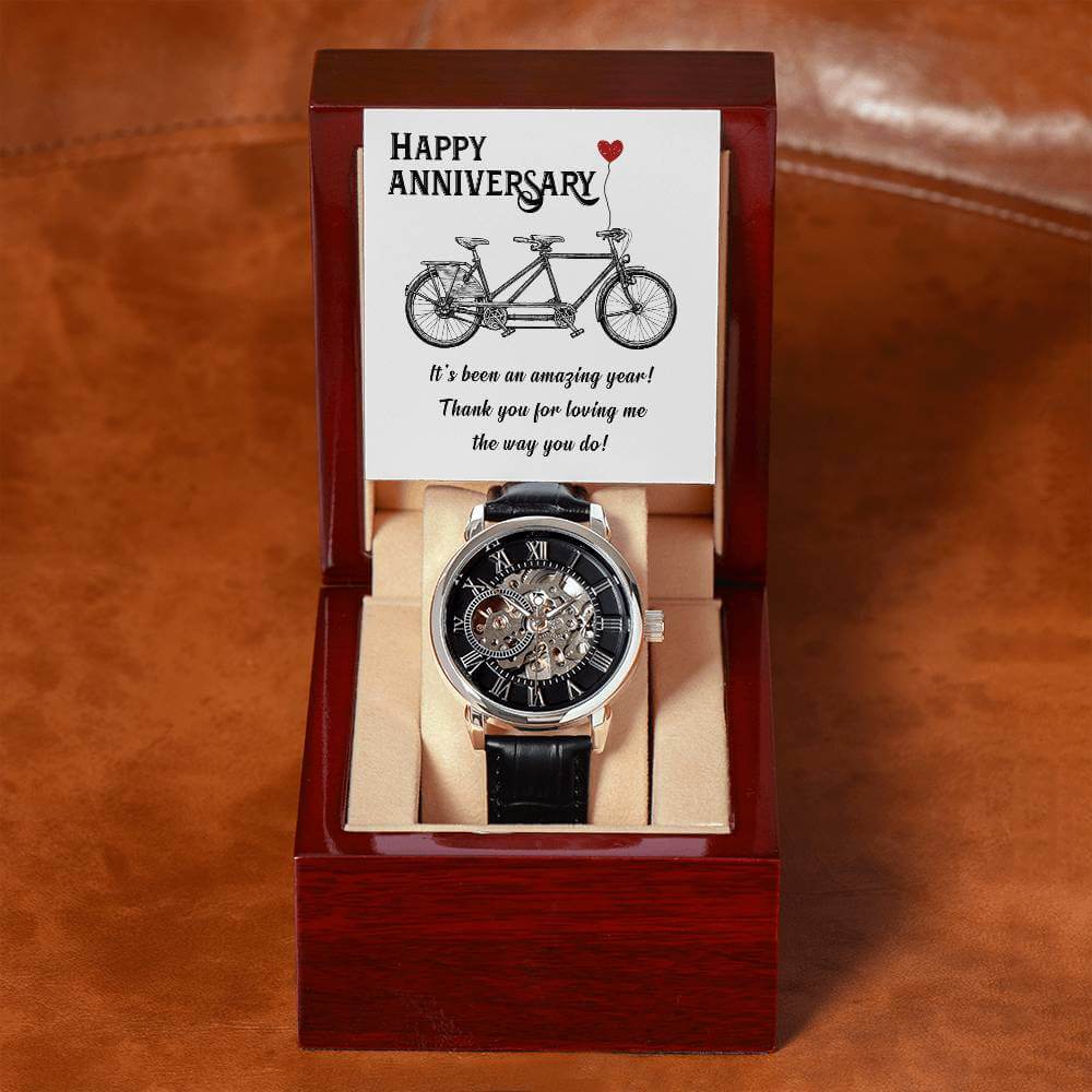 Happy Anniversary, It's been an amazing yearGift your significant other our Openwork Watch on your Anniversary - a blend of classic and modern design, built to last. A mark to remember your life together.Moving Phrases