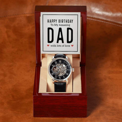 Happy Birthday to My Amazing Dad - Openwork WatchGift your dad our Openwork Watch for his birthday - a blend of classic and modern design, built to last. A testament to timeless elegance.Moving Phrases