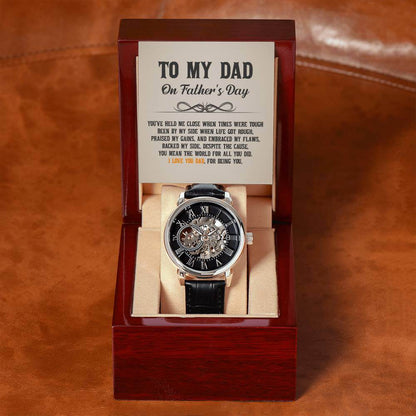 To My Dad on Father's Day - Openwork WatchGift your dad our Openwork Watch this Father's Day - a blend of classic and modern design, built to last. A testament to timeless elegance.Moving Phrases