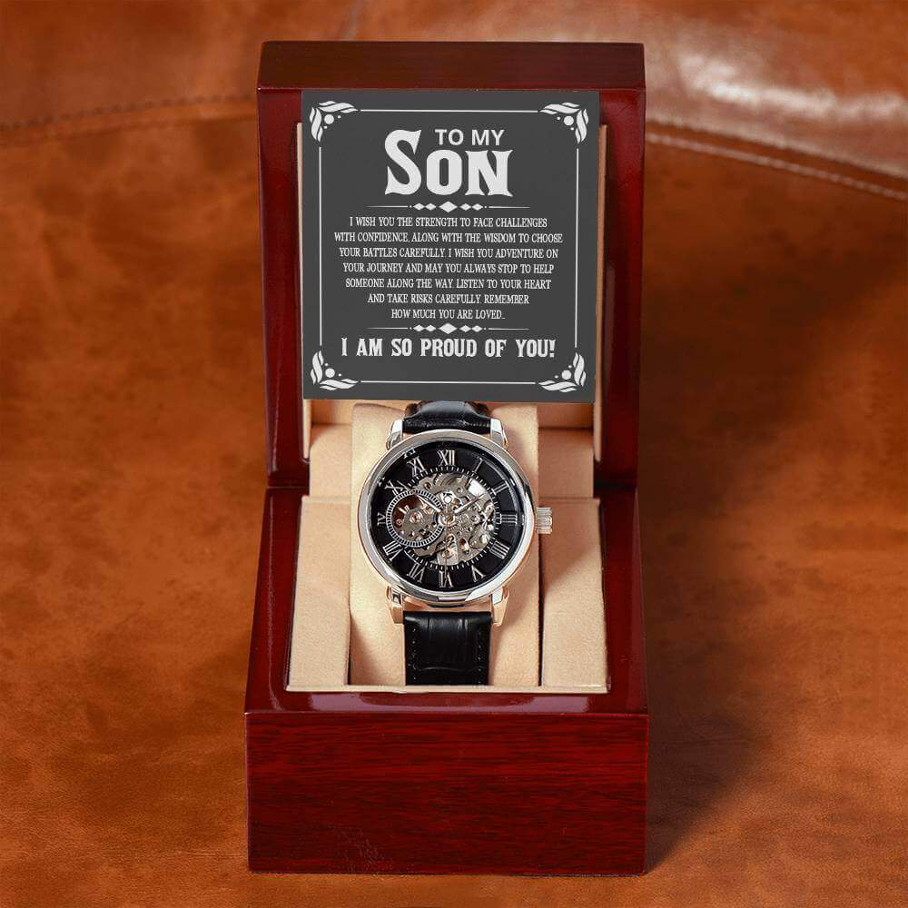 To My Son, I wish you the strength - Men's Openwork Watch | Moving Phrases