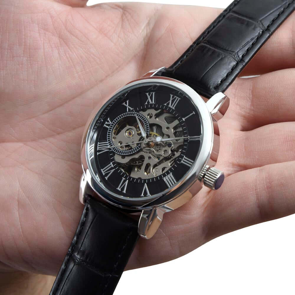 My Man, You Will Forever Be My - Openwork WatchThis message card says: My Man, you will forever be my always, my happily ever after. My best friend. The holder of my heart. Give the gift of luxury with this handsome and daring timepiece. The Openwork Watc