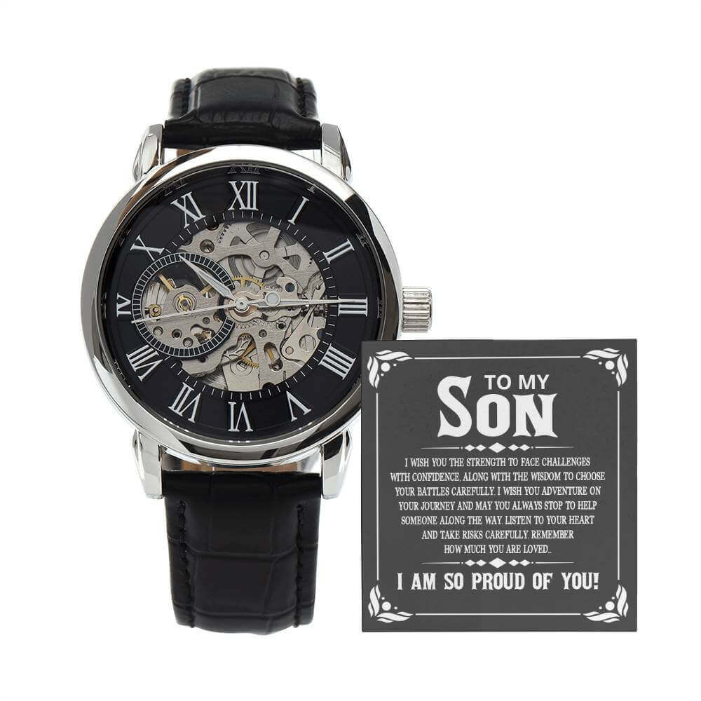 To My Son, I wish you the strength - Men's Openwork Watch | Moving Phrases