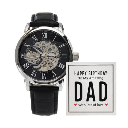 Happy Birthday to My Amazing Dad - Openwork WatchGift your dad our Openwork Watch for his birthday - a blend of classic and modern design, built to last. A testament to timeless elegance.Moving Phrases