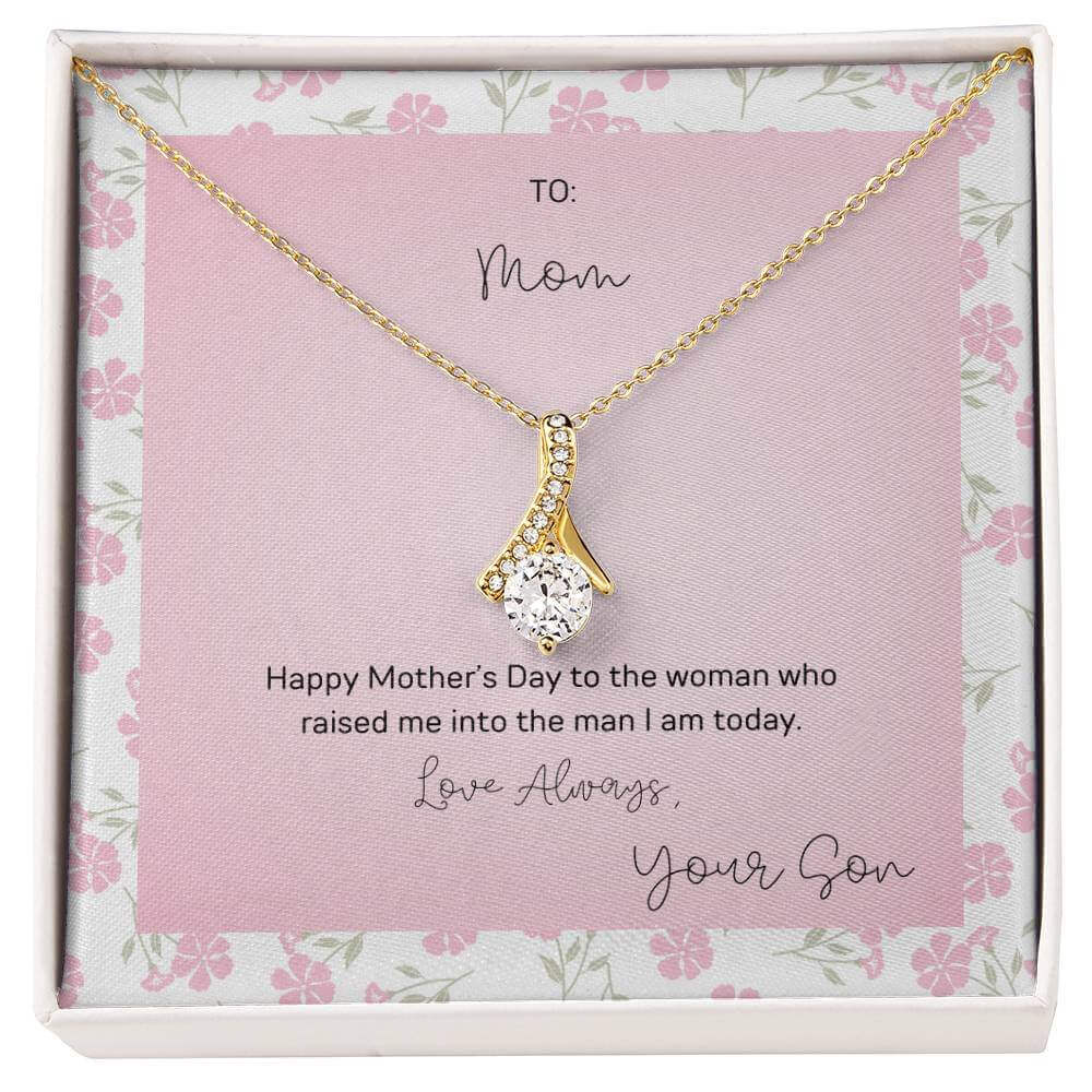 To Mom, Happy Mother's Day - Alluring Beauty NecklaceMother's Day gift: an Alluring Beauty necklace with a petite ribbon pendant to show love and appreciation to mom.Moving Phrases