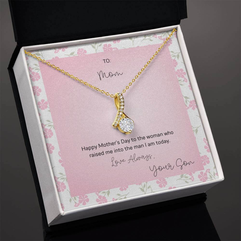 To Mom, Happy Mother's Day - Alluring Beauty NecklaceMother's Day gift: an Alluring Beauty necklace with a petite ribbon pendant to show love and appreciation to mom.Moving Phrases