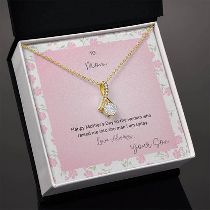 To Mom, Happy Mother's Day - Alluring Beauty NecklaceMother's Day gift: an Alluring Beauty necklace with a petite ribbon pendant to show love and appreciation to mom.Moving Phrases