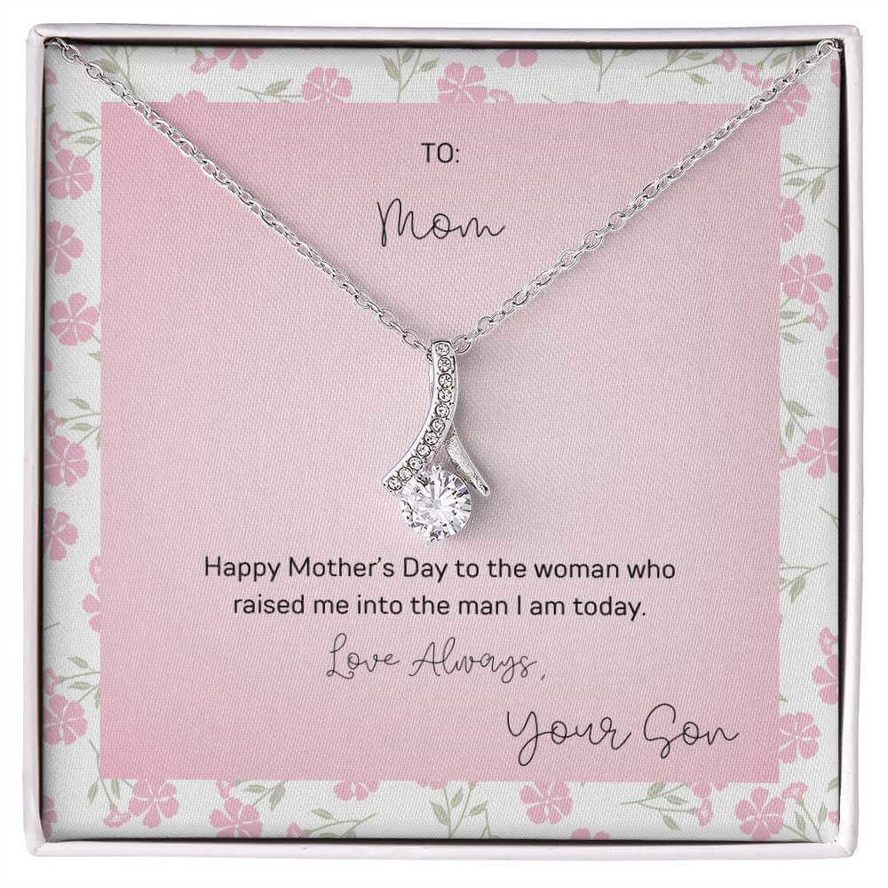 To Mom, Happy Mother's Day - Alluring Beauty NecklaceMother's Day gift: an Alluring Beauty necklace with a petite ribbon pendant to show love and appreciation to mom.Moving Phrases