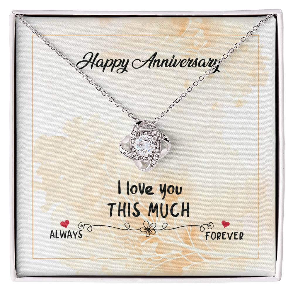 Love Knot Necklace - Perfect Happy Anniversary GiftSurprise your love with a Love Knot Necklace, the symbol of unbreakable bond. Luxurious cubic zirconia on gold or steel. Shop the perfect anniversary gift!Moving Phrases