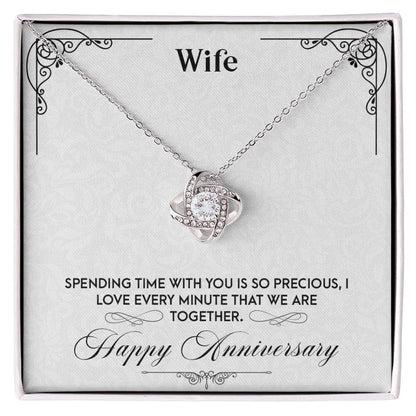 Love Knot Necklace - Perfect Anniversary Gift for WifeSurprise your wife with a Love Knot Necklace for your anniversary. Precious moments & unbreakable love captured in cubic zirconia.Moving Phrases