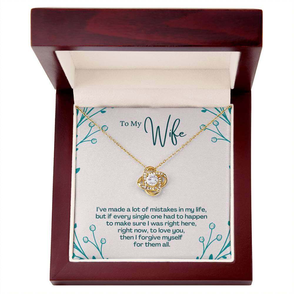 Love Knot Necklace – Perfect Apology Gift for WifeSurprise your wife with the Love Knot Necklace – a symbol of your everlasting love. A heartfelt apology gift she'll cherish.Moving Phrases