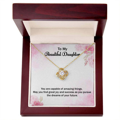 Love Knot Necklace - Perfect Gift for Your DaughterSurprise her with a Love Knot Necklace, a symbol of love & success. Ideal for your amazing daughter. Shop now for a heartfelt gift!Moving Phrases