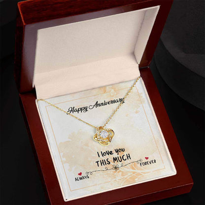 Love Knot Necklace - Perfect Happy Anniversary GiftSurprise your love with a Love Knot Necklace, the symbol of unbreakable bond. Luxurious cubic zirconia on gold or steel. Shop the perfect anniversary gift!Moving Phrases