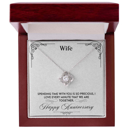 Love Knot Necklace - Perfect Anniversary Gift for WifeSurprise your wife with a Love Knot Necklace for your anniversary. Precious moments & unbreakable love captured in cubic zirconia.Moving Phrases