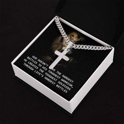 God doesn't give the hardest - Artisan Cross CubanProudly wear the Cuban Chain with Artisan Cross Necklace, a perfect gift for special occasions or daily use.Moving Phrases