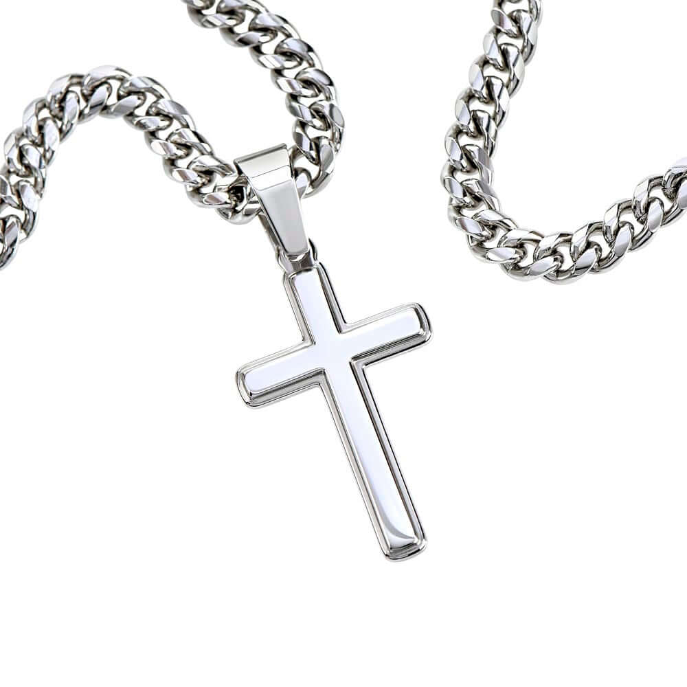 God doesn't give the hardest - Artisan Cross CubanProudly wear the Cuban Chain with Artisan Cross Necklace, a perfect gift for special occasions or daily use.Moving Phrases