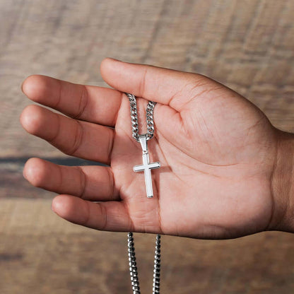 To My Son, Be a Warrior - Artisan Cross CubanProudly wear the Cuban Chain with Artisan Cross Necklace, a perfect gift for special occasions or daily use. Comes with a lovely message.Moving Phrases