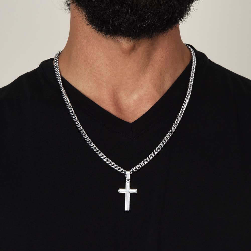 God doesn't give the hardest - Artisan Cross CubanProudly wear the Cuban Chain with Artisan Cross Necklace, a perfect gift for special occasions or daily use.Moving Phrases