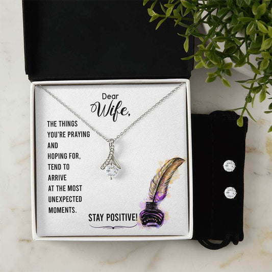 Dear Wife, The things you're praying - Alluring Beauty and Cubic Zirconia Earring Set | Moving Phrases