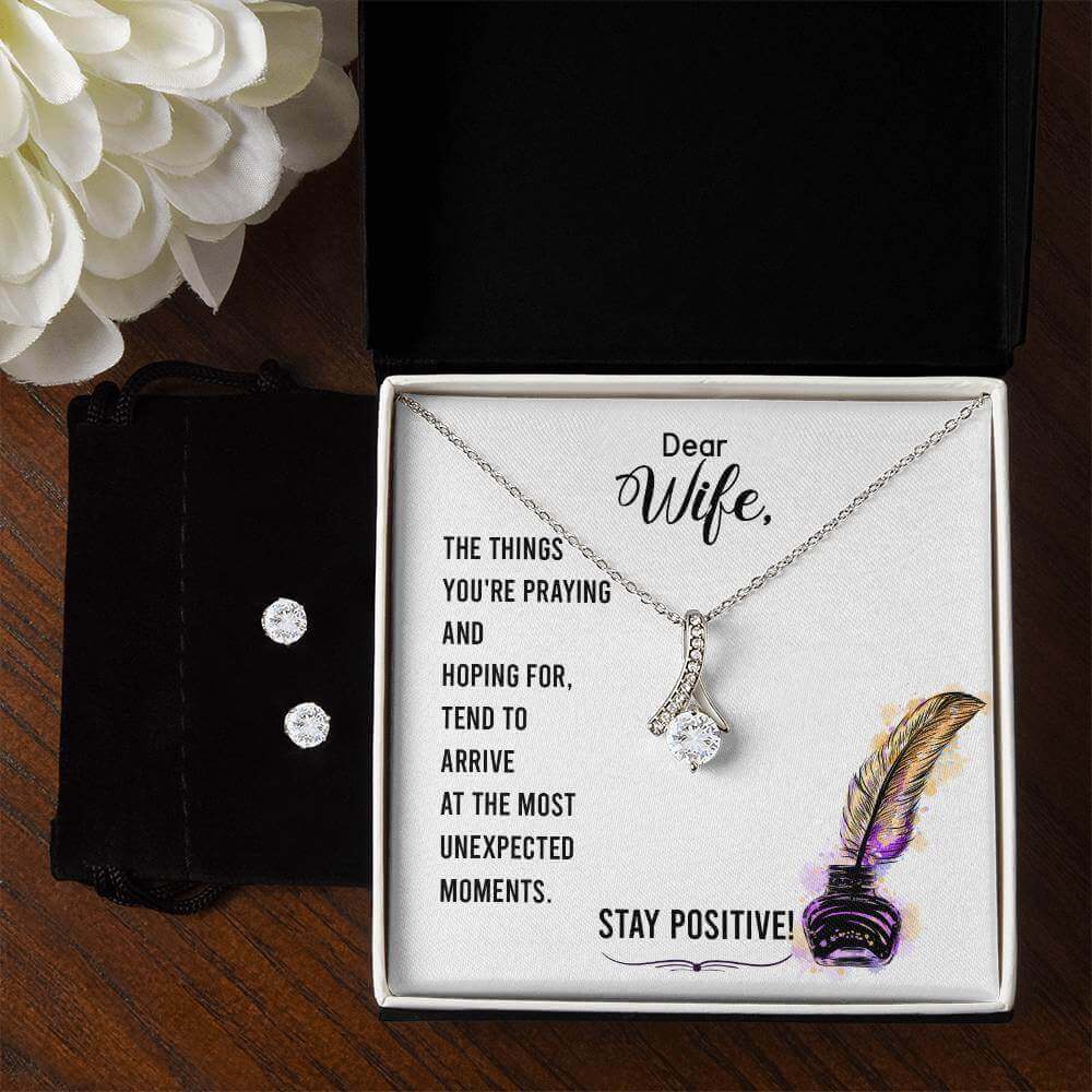 Dear Wife, The things you're praying - Alluring Beauty and Cubic Zirconia Earring Set | Moving Phrases