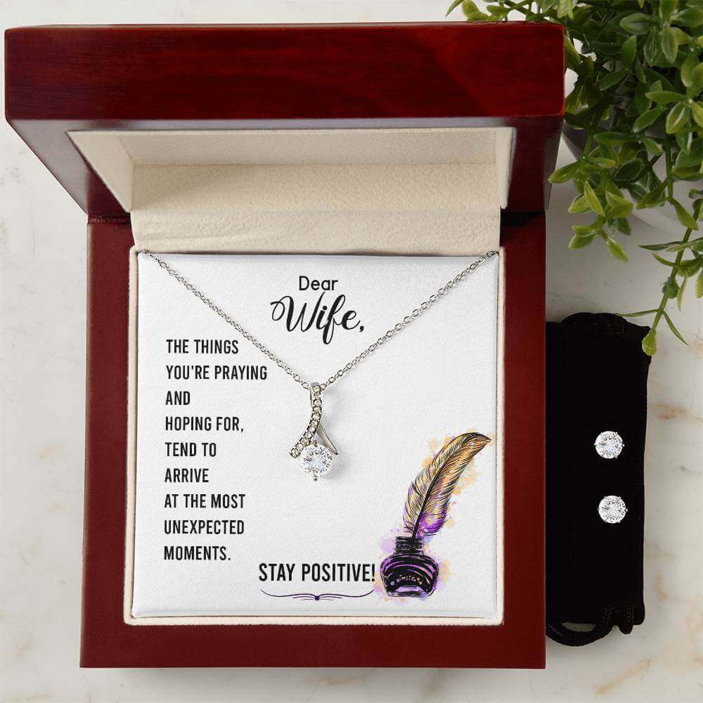 Dear Wife, The things you're praying - Alluring Beauty and Cubic Zirconia Earring Set | Moving Phrases