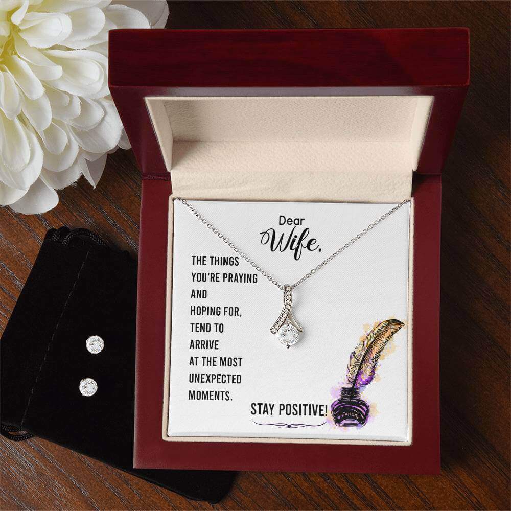 Dear Wife, The things you're praying - Alluring Beauty and Cubic Zirconia Earring Set | Moving Phrases