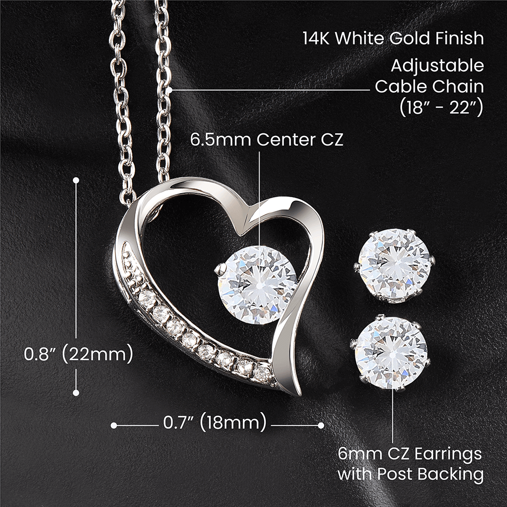 To My Wife, You're my everything - Forever Love Necklace and Cubic Zirconia Earring Set | Moving Phrases