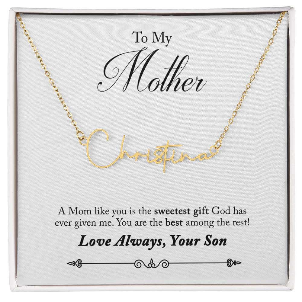 To My Mother, a mom like you - Signature Style Name Necklace | Moving Phrases