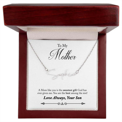 To My Mother, a mom like you - Signature Style Name Necklace | Moving Phrases