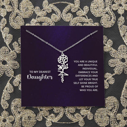 To My Daughter, you are a unique and beautiful - Flower Name Necklace | Moving Phrases