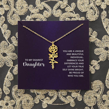 To My Daughter, you are a unique and beautiful - Flower Name Necklace | Moving Phrases