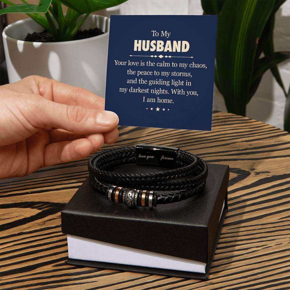 To My Husband, Your love - Love You Forever BraceletThe Men's "Love You Forever" Bracelet, engraved with a heartfelt message, is a perfect gift for the special man in your life. Comes with a loving message.BraceletsMoving Phrases