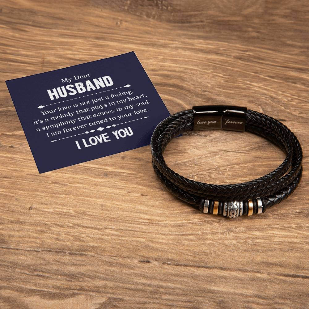 My Dear Husband, Your Love is - Love You Forever BraceletThe Men's "Love You Forever" Bracelet, engraved with a heartfelt message, is a perfect gift for the special man in your life. With a loving message.BraceletsMoving Phrases