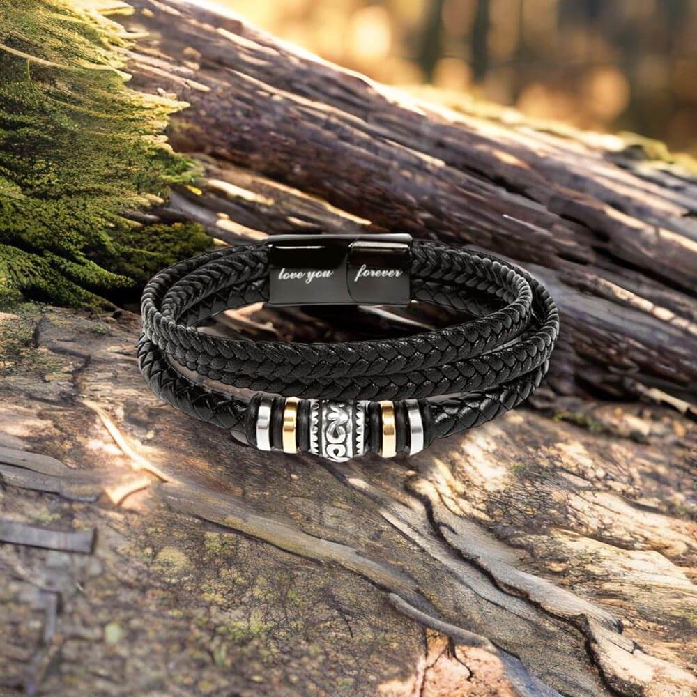 My Son, Your Smile Illuminates - Love You Forever BraceletThe Men's "Love You Forever" Bracelet, engraved with a heartfelt message, is a perfect gift for the special man in your life. A perfect gift to your son.BraceletsMoving Phrases