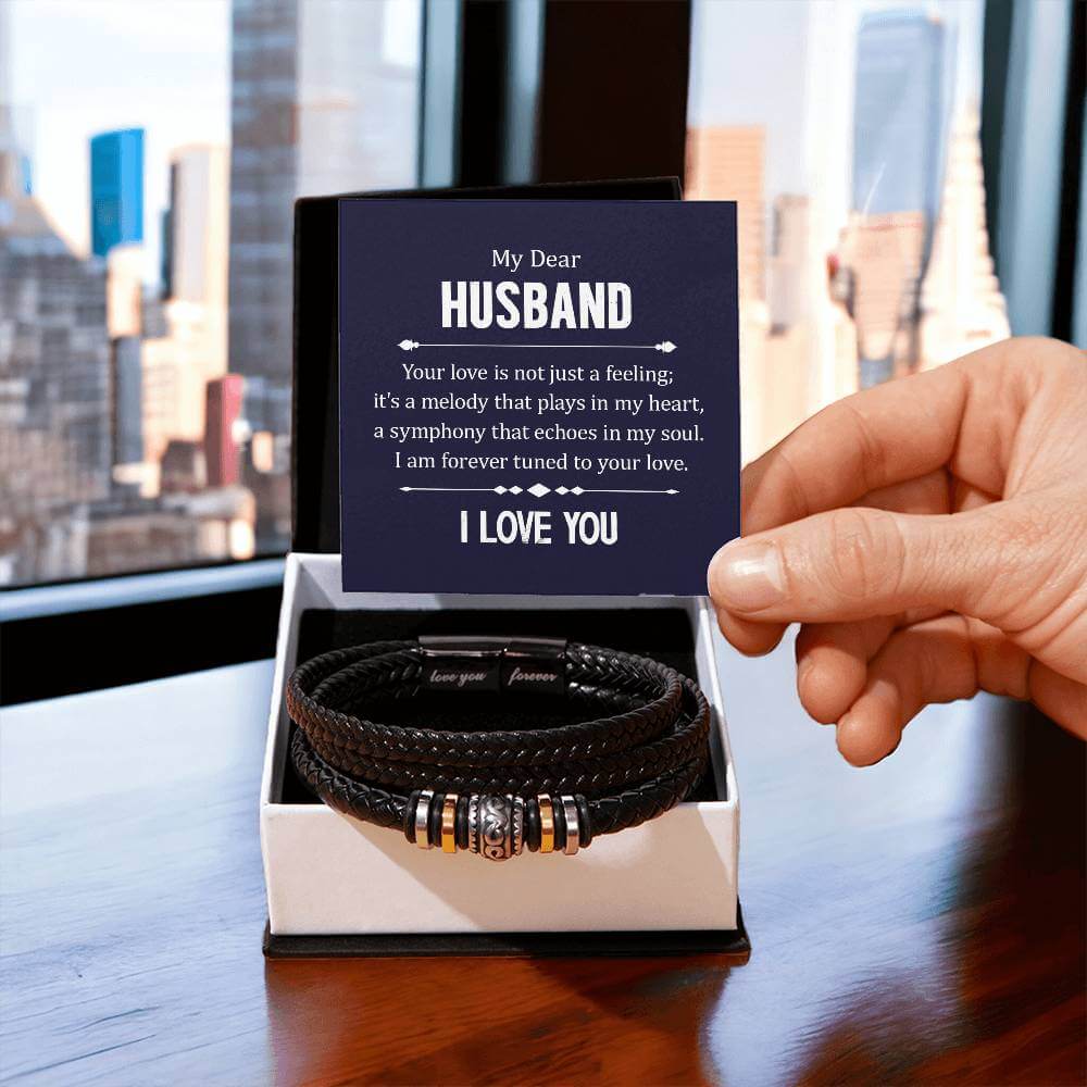 My Dear Husband, Your Love is - Love You Forever BraceletThe Men's "Love You Forever" Bracelet, engraved with a heartfelt message, is a perfect gift for the special man in your life. With a loving message.BraceletsMoving Phrases