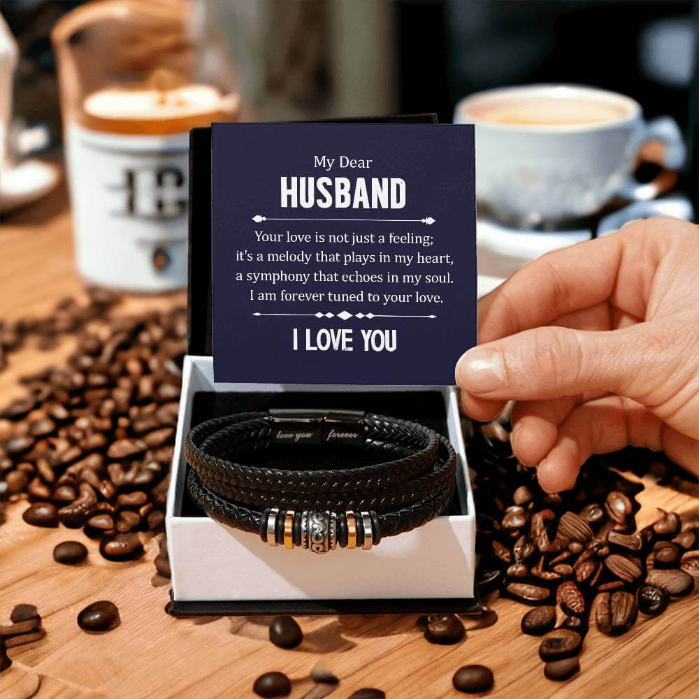 My Dear Husband, Your Love is - Love You Forever BraceletThe Men's "Love You Forever" Bracelet, engraved with a heartfelt message, is a perfect gift for the special man in your life. With a loving message.BraceletsMoving Phrases