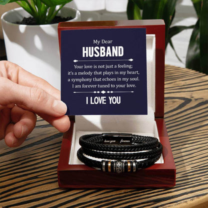 My Dear Husband, Your Love is - Love You Forever BraceletThe Men's "Love You Forever" Bracelet, engraved with a heartfelt message, is a perfect gift for the special man in your life. With a loving message.BraceletsMoving Phrases