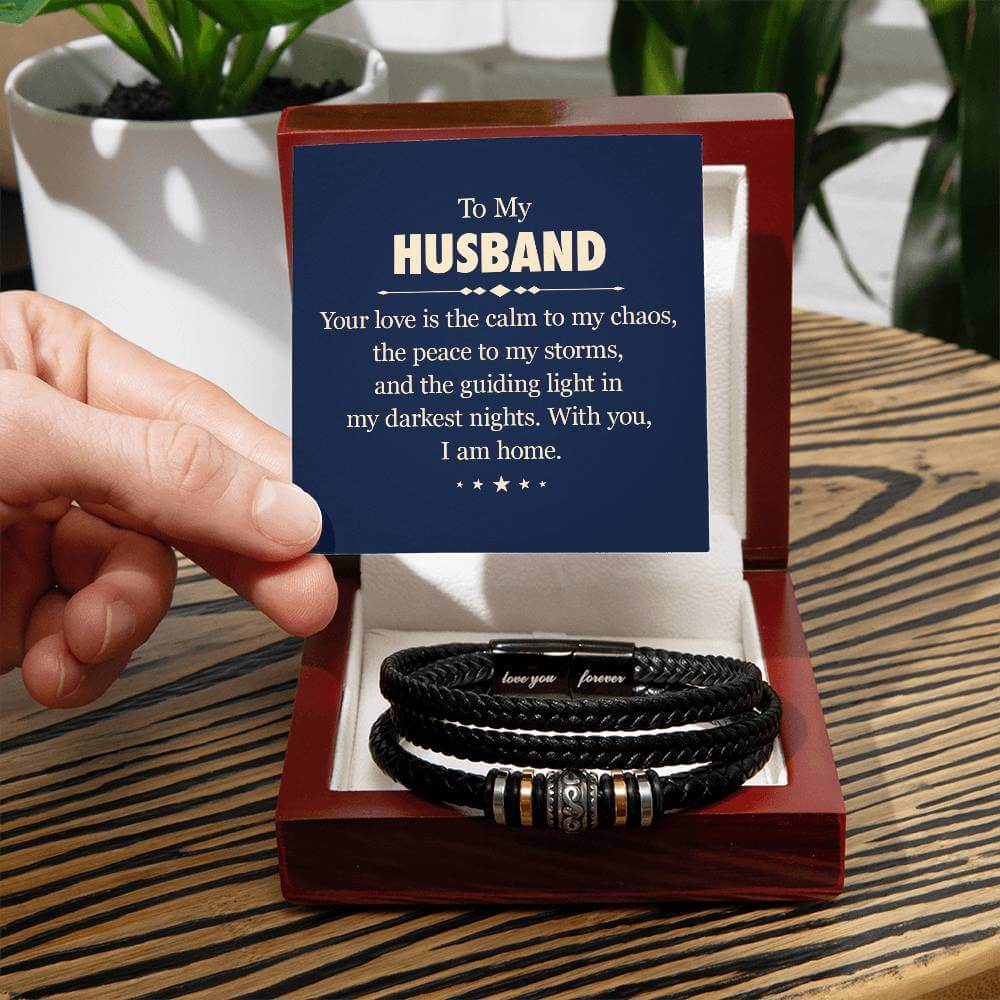 To My Husband, Your love - Love You Forever BraceletThe Men's "Love You Forever" Bracelet, engraved with a heartfelt message, is a perfect gift for the special man in your life. Comes with a loving message.BraceletsMoving Phrases