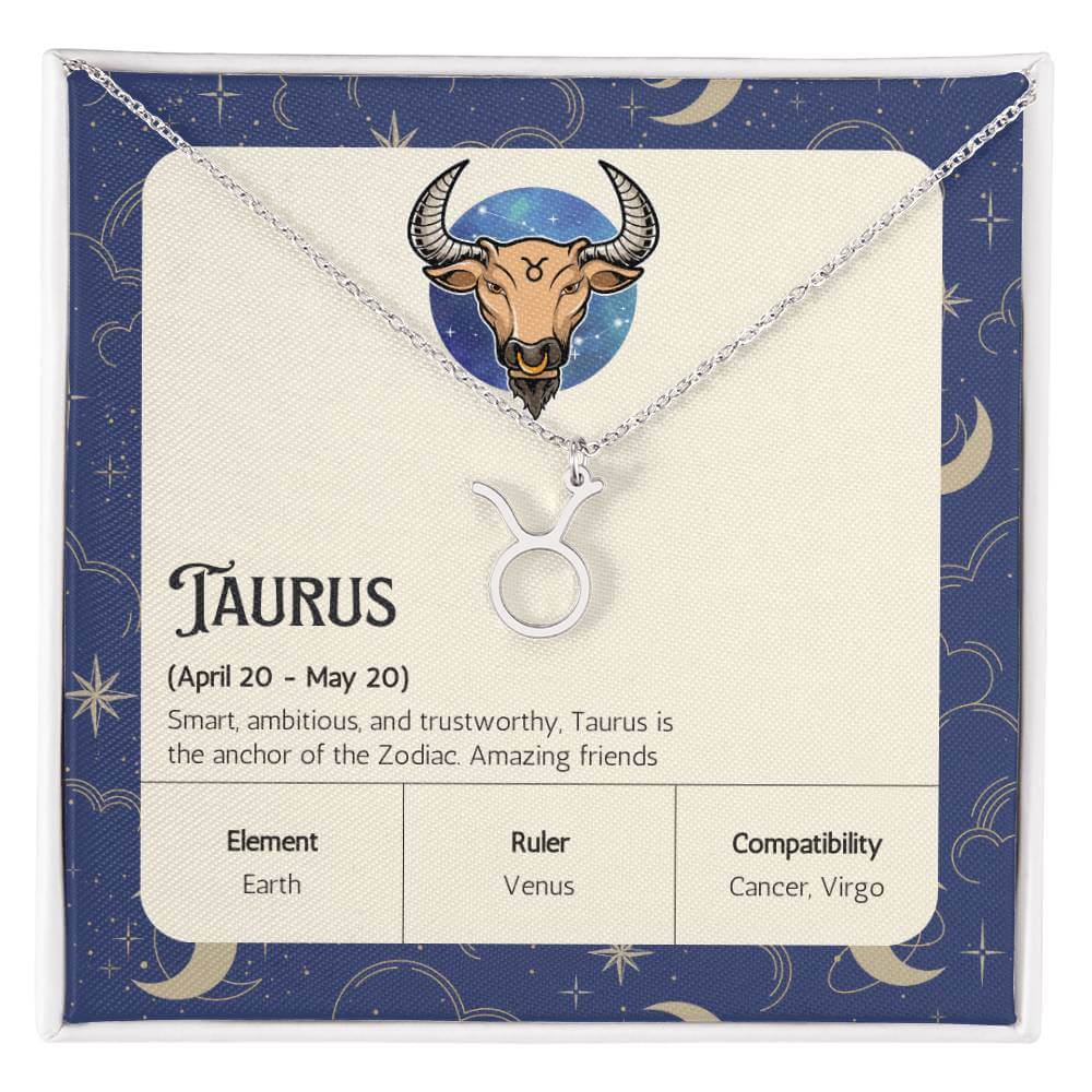 Taurus Zodiac Symbol NecklaceImagine her smile when you give her this Zodiac Symbol Necklace. Handcrafted with care, this piece is made from durable stainless steel and optionally dipped in 18k yellow gold and features her unique astrological sign. This w