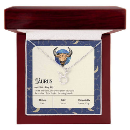 Taurus Zodiac Symbol NecklaceImagine her smile when you give her this Zodiac Symbol Necklace. Handcrafted with care, this piece is made from durable stainless steel and optionally dipped in 18k yellow gold and features her unique astrological sign. This w