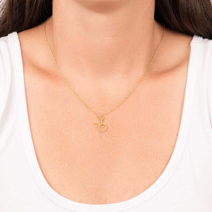 Taurus Zodiac Symbol NecklaceImagine her smile when you give her this Zodiac Symbol Necklace. Handcrafted with care, this piece is made from durable stainless steel and optionally dipped in 18k yellow gold and features her unique astrological sign. This w