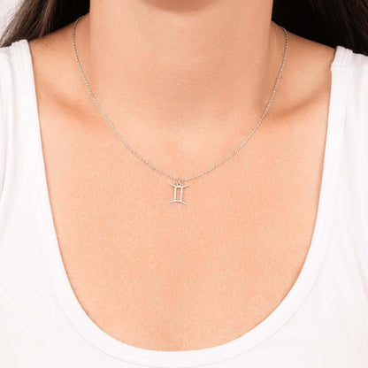 Gemini Zodiac Symbol NecklaceImagine her smile when you give her this Zodiac Name Necklace. Handcrafted with care, this piece is made from durable stainless steel and optionally dipped in 18k yellow gold and features her unique astrological sign. This wou