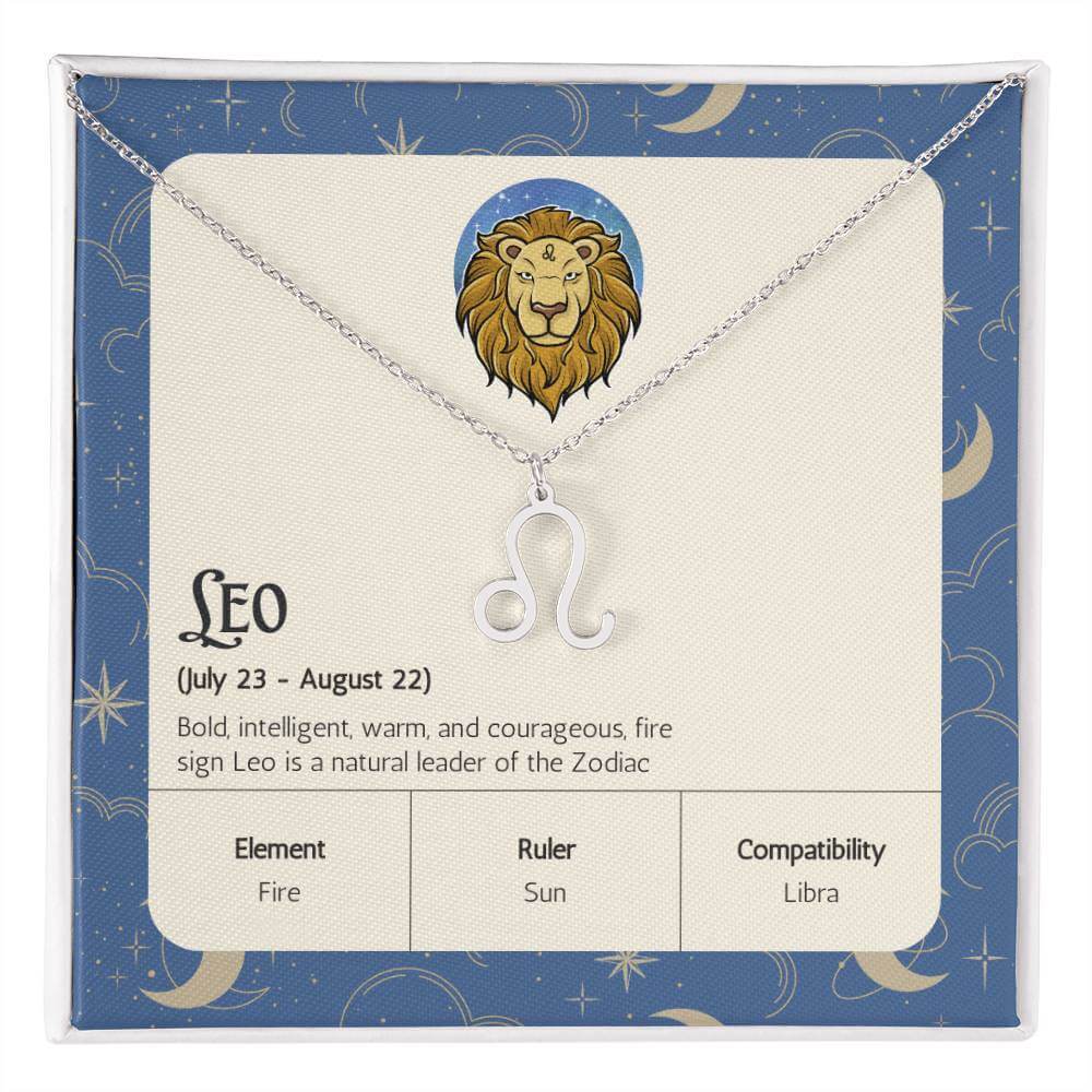 Leo Zodiac Symbol NecklaceImagine her smile when you give her this Zodiac Symbol Necklace. Handcrafted with care, this piece is made from durable stainless steel and optionally dipped in 18k yellow gold and features her unique astrological sign. This woul