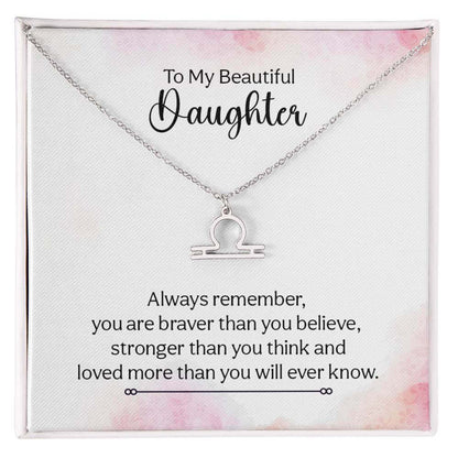 To My Beautiful Daughter, Always remember - Zodiac Name Necklace | Moving Phrases