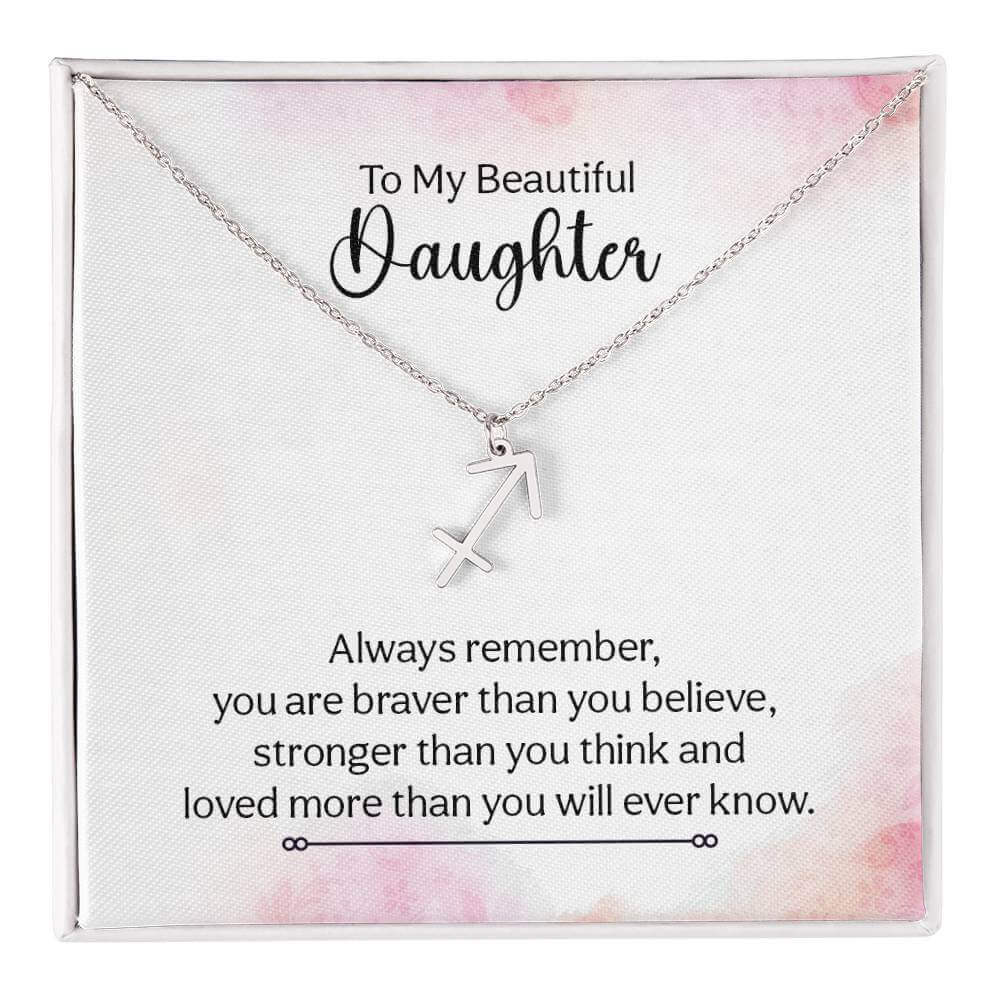 To My Beautiful Daughter, Always remember - Zodiac Name Necklace | Moving Phrases