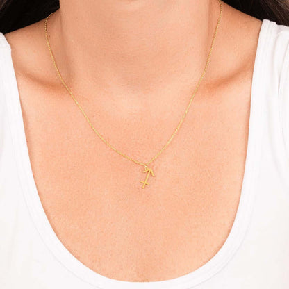 Sagittarius Zodiac Symbol NecklaceImagine her smile when you give her this Zodiac Symbol Necklace. Handcrafted with care, this piece is made from durable stainless steel and optionally dipped in 18k yellow gold and features her unique astrological sign. T