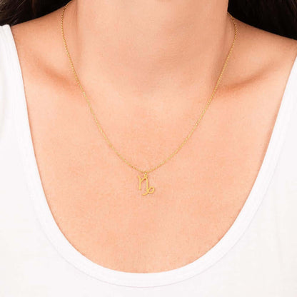 Capricorn Zodiac Symbol NecklaceImagine her smile when you give her this Zodiac Symbol Necklace. Handcrafted with care, this piece is made from durable stainless steel and optionally dipped in 18k yellow gold and features her unique astrological sign. Thi