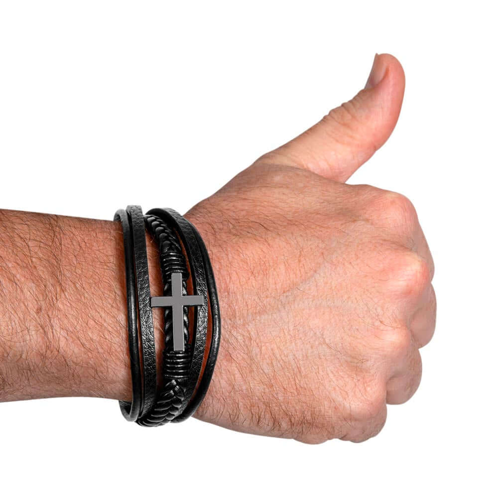 To My Son, I may have taught you - Cross BraceletThe Men's Cross Leather Bracelet, crafted with braided vegan leather, is a perfect gift to express love on special occasions. A perfect gift to your son.BraceletsMoving Phrases