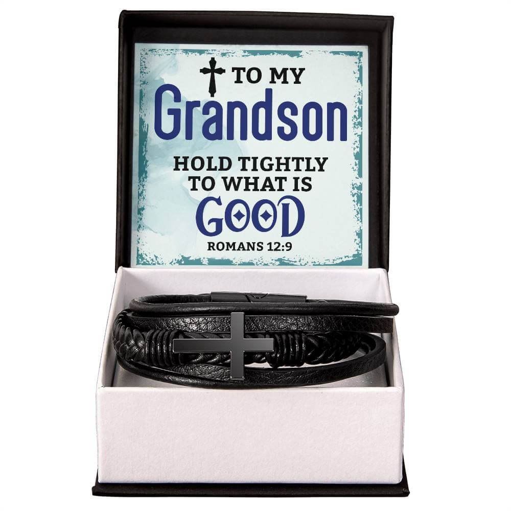 To My Grandson, Hold Tightly - Cross BraceletThe Men's "Love You Forever" Bracelet, engraved with a heartfelt message, is a perfect gift for the special man in your life. A perfect gift to your grandson.BraceletsMoving Phrases