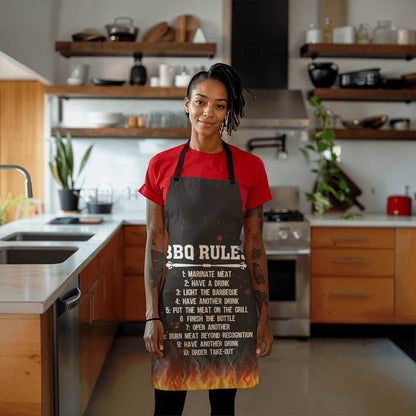 BBQ Rules - Apron for the cook in your lifeElevate your kitchen style with our premium, versatile apron. Personalize it as a perfect gift for cooking enthusiasts.Moving Phrases